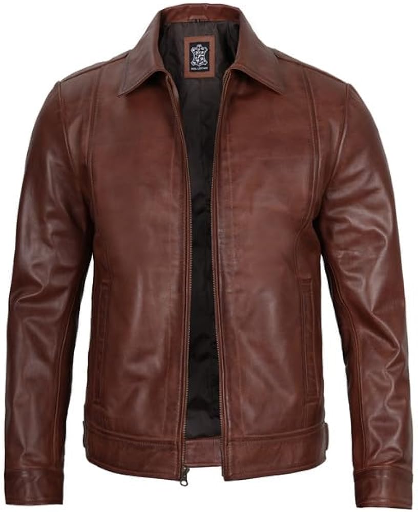 Decrum Mens Leather Jacket - Real Lambskin Classic Vintage Style Leather Jackets For Men