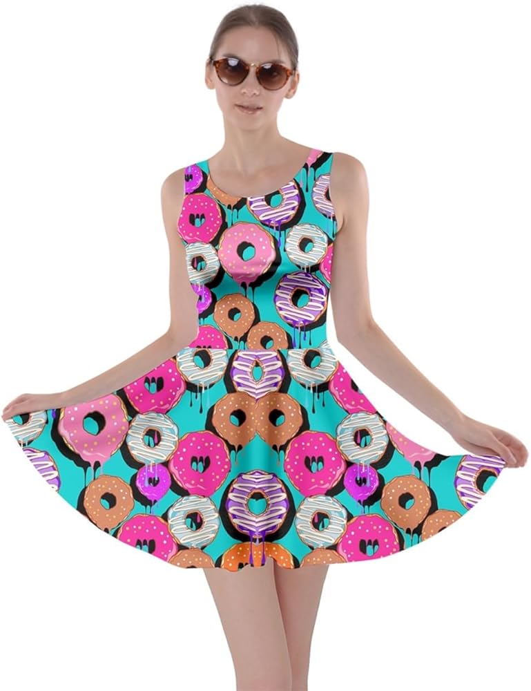 CowCow Womens Casual Swing Dresses Lollipop Candy Macaroon Cupcake Donut A-Line Skater Dress, XS-5XL