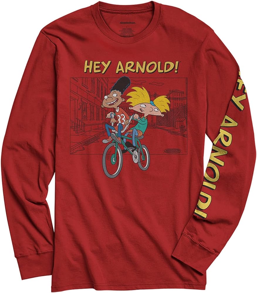 Nickelodeon Mens Long Sleeve Shirt - #TBT Mens 1990's Clothing - Rugrats, Hey Arnold, Rocko's Modern Life