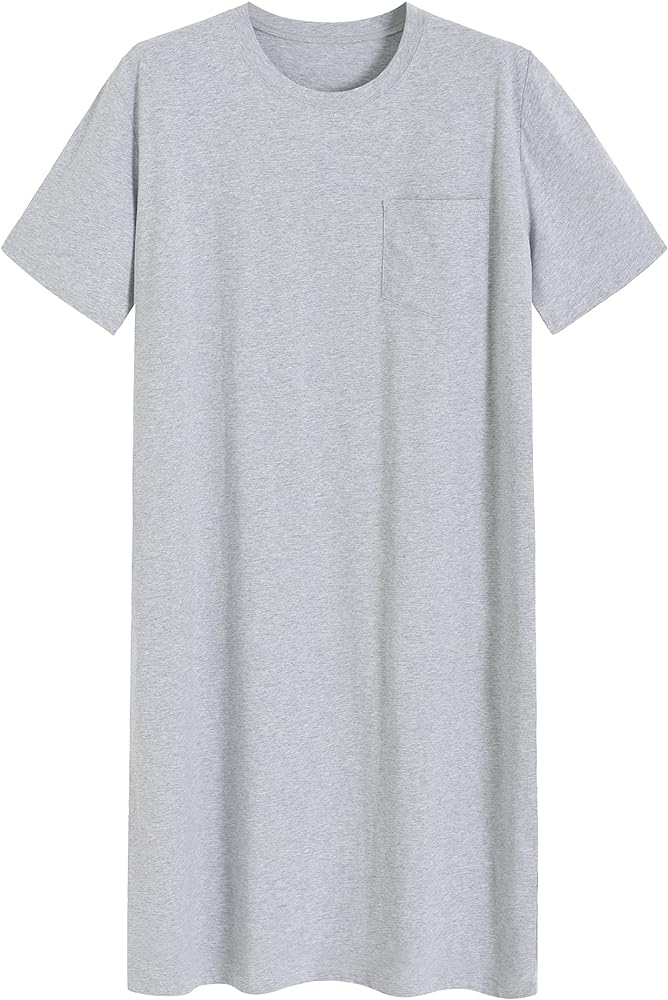 Latuza Men's Cotton Nightshirt Short Sleeves Sleep Shirt Nightgown