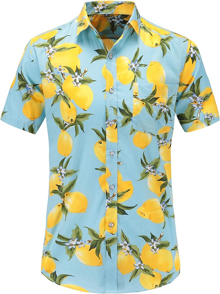 Floral Short Sleeve Hawaiian Shirt for Men Print Aloha Hawaiian Shirts