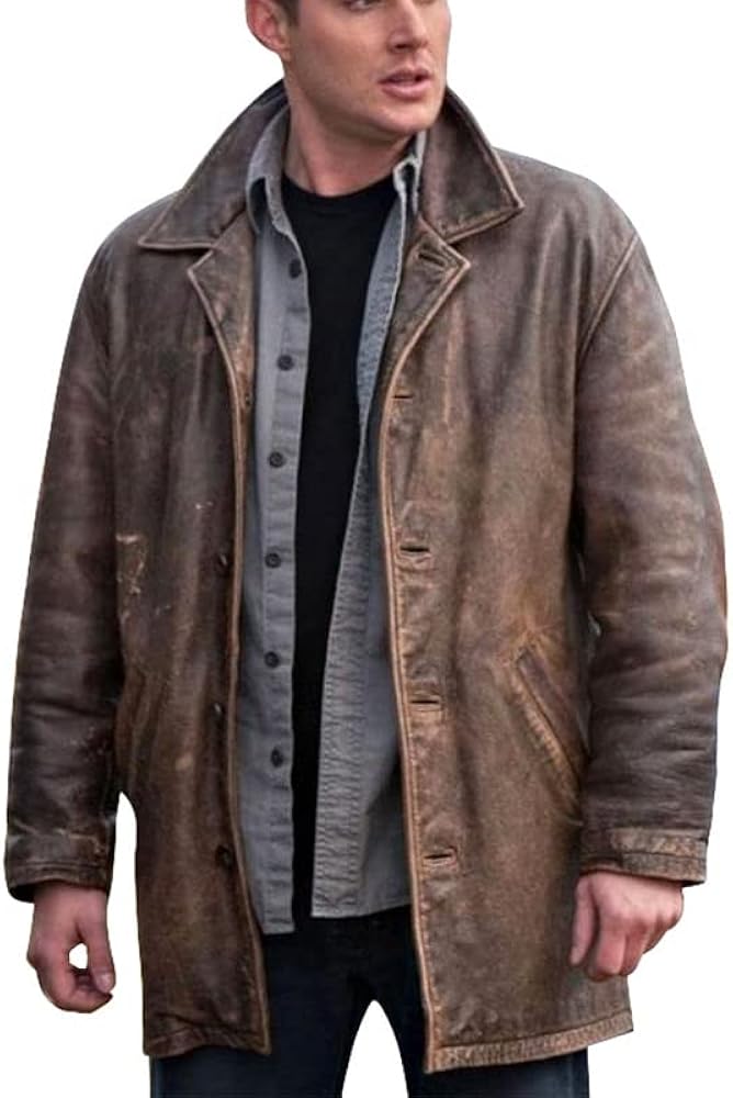 Men's Supernatural Dean Winchester Vintage Sheep Leather Jacket - Jensen Ackles Genuine Leather Jackets For Men