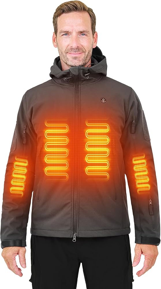 Heated Jacket for Men and Women, ANTARCTICA GEAR Winter Coat with 12V 16000mAh Battery Pack, Soft Shell Heating Hood Jacket