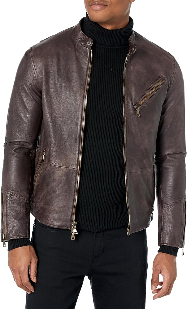 John Varvatos Men's Conner Leather Racer Jacket