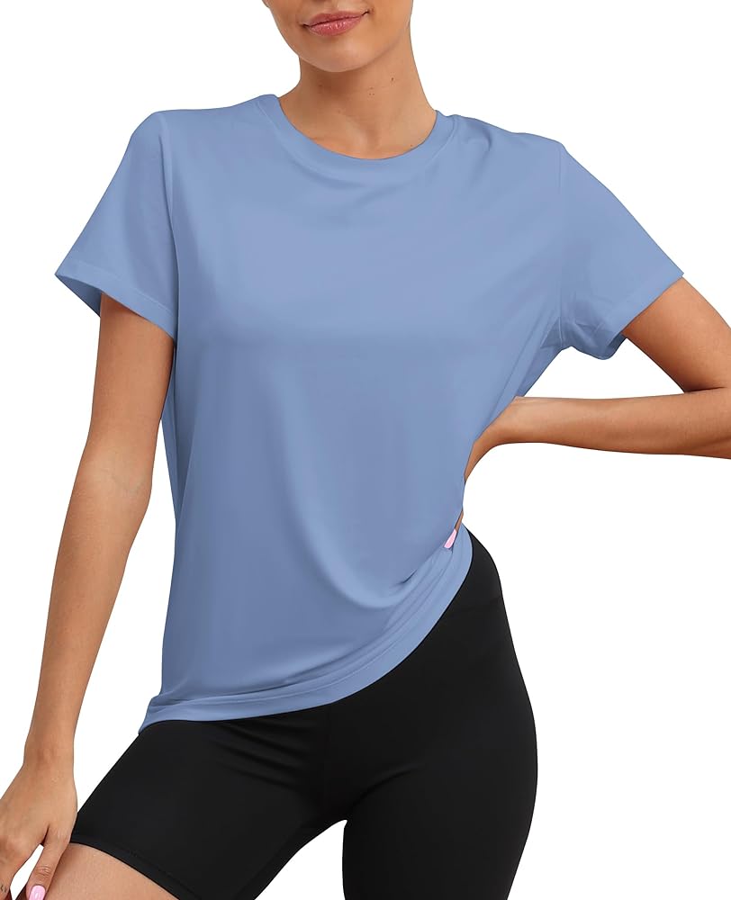 KevaMolly Workout Tops for Women UPF50+ Breathable Loose Fit Yoga T Shirts Short Sleeve Running Gym Athletic Tee Top