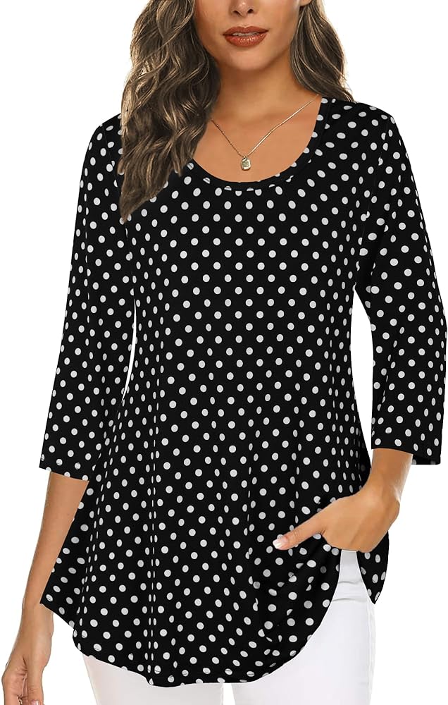 Tencole 3/4 Sleeve Shirts for Women Dressy Tunic Tops Casual Wear with Floral