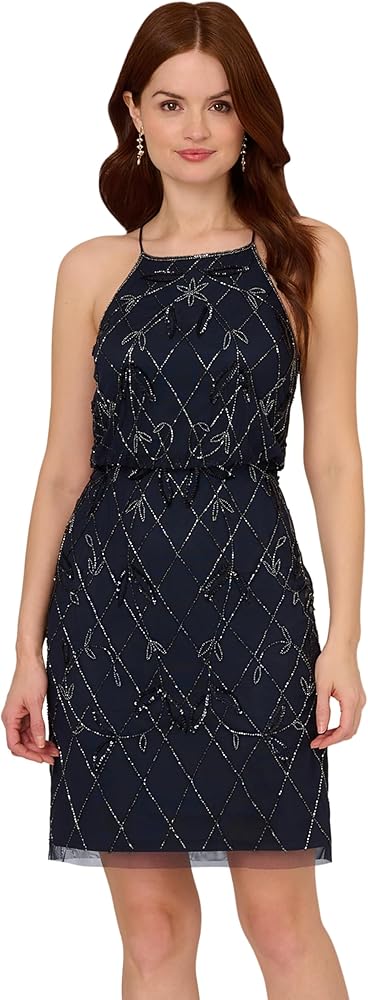 Adrianna Papell Women's Beaded Blouson Dress