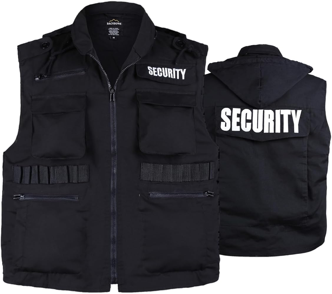 BACKBONE Mens Womens Unisex Army Style Uniform Security Vest - Black