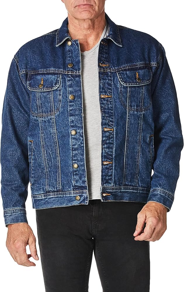 Wrangler Men's Rugged Wear Flannel Lined Jacket, Antique Navy, Large