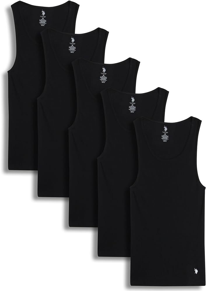 U.S. Polo Assn. Men's Undershirt - Classic Ribbed Tank Top (4 Pack)