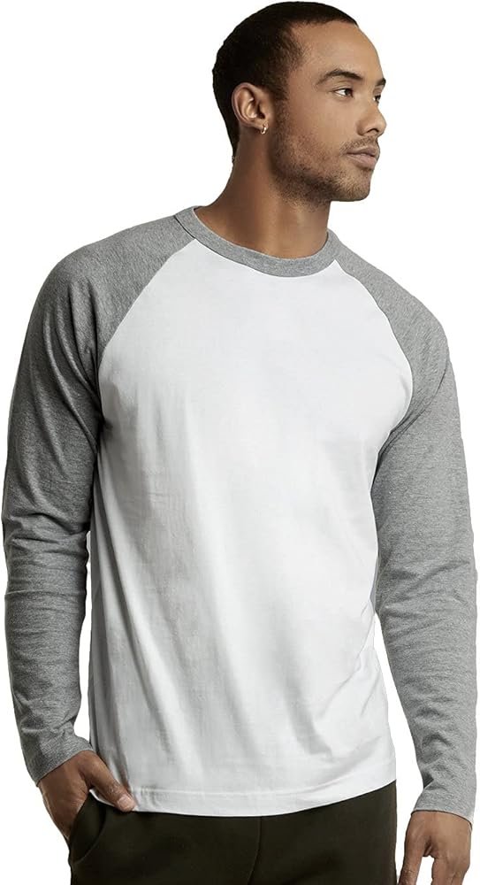 Men's Full Length Sleeve Raglan Cotton Baseball Tee Shirt