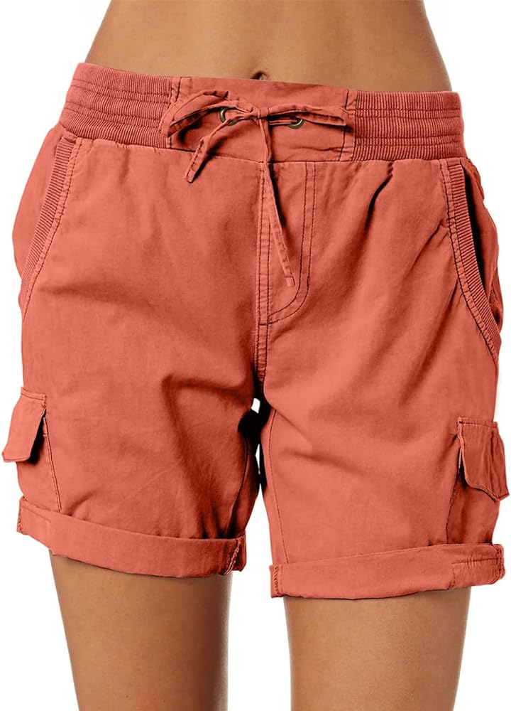 Dokotoo Womens Relaxed Fit High Waist Casual 4 Pocketed 2024 Hiking Outdoor Summer Shorts S-XL