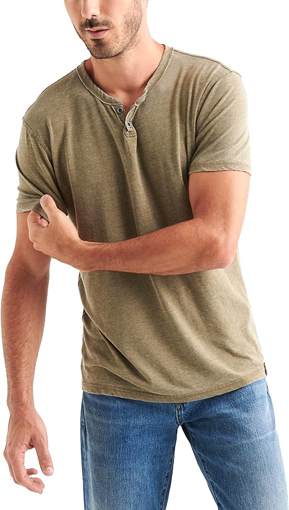 Lucky Brand Mens Venice Burnout Notch Neck Tee