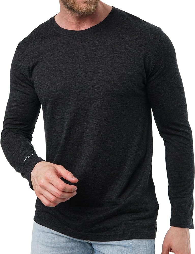 Merino Wool Base Layer Mens - 100% Merino Wool Shirts for Men Thermal Underwear Long Sleeve T-Shirt for Hiking Hunting