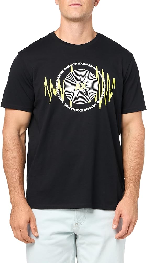 Armani Exchange Men's Regular Fit Cotton Sound Wave Printed Logo Tee