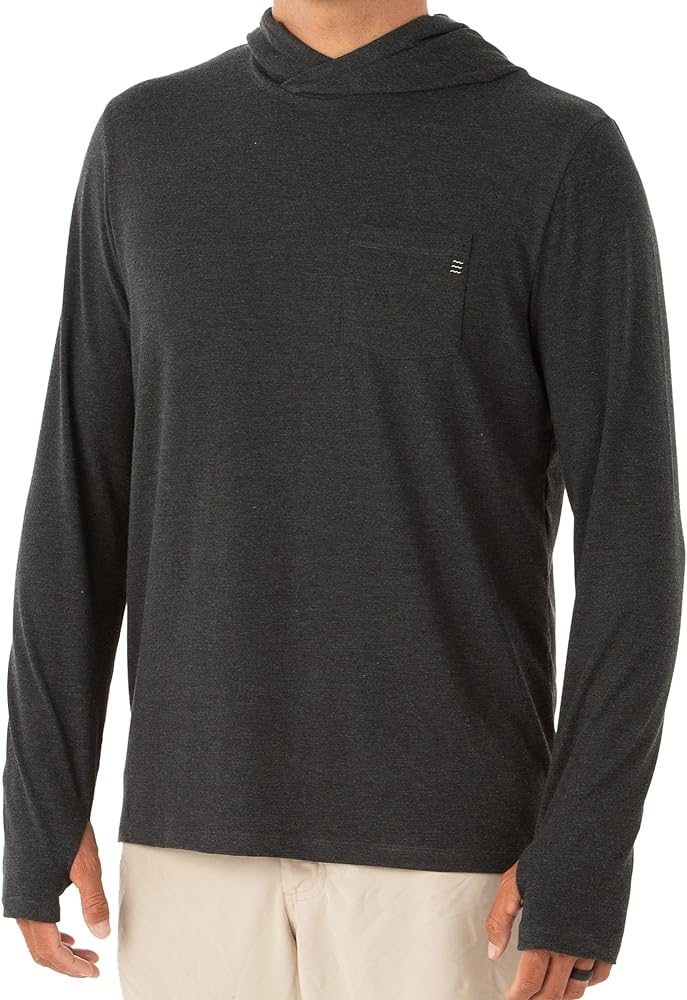 Free Fly Men's Crossover Hoodie - Premium Weight Bamboo Viscose Stretch Shirt with Thumbholes and Sun Protection UPF 50+