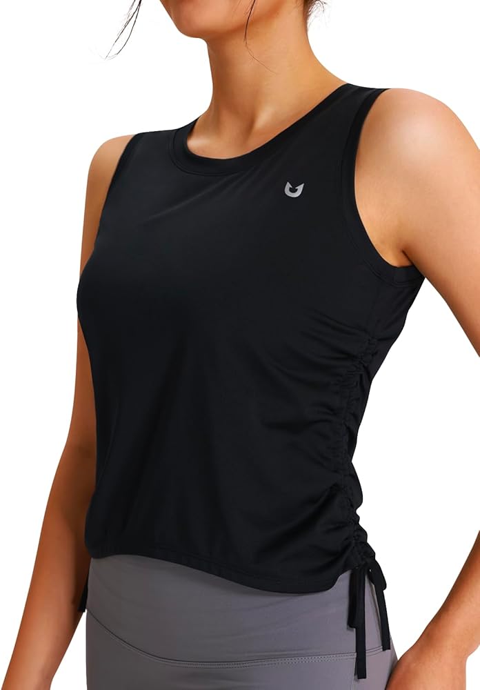 NORTHYARD Sleeveless Workout Tank Tops for Women Quick Dry Athletic Running Gym Top Shirts Loose Fit Ruched Yoga Crop Tops