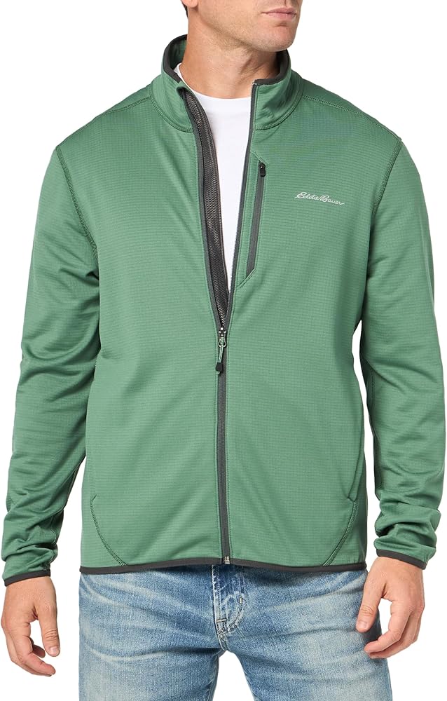 Eddie Bauer Men's Athletic Fit Activator Grid Long-Sleeve Full-Zip Fleece, Irish Green, Medium