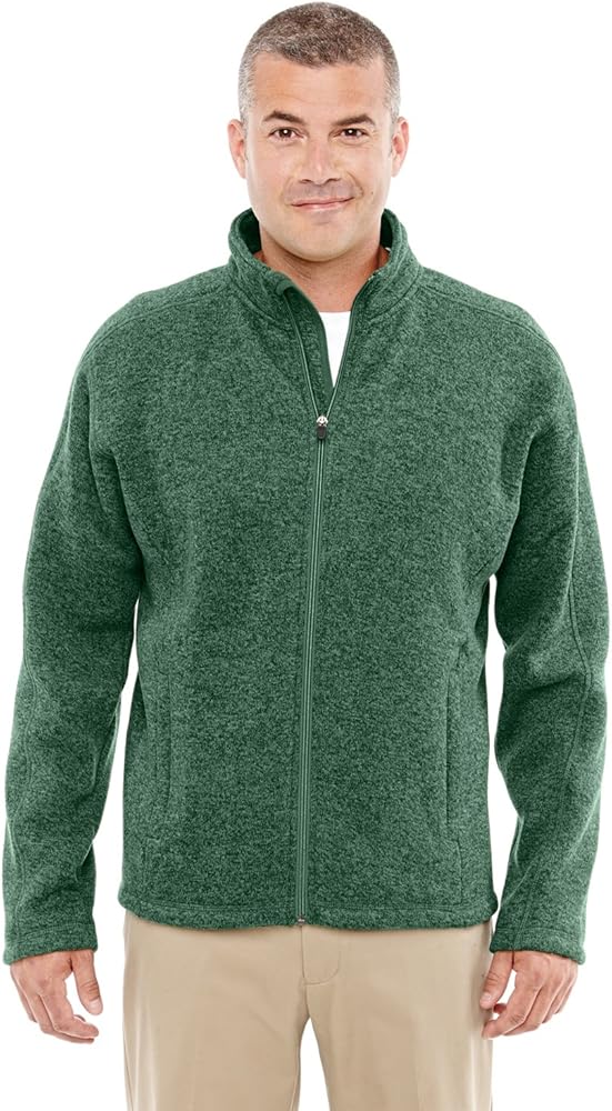 Devon & Jones Men's Bristol Full-Zip Sweater Fleece Jacket L FOREST HEATHER