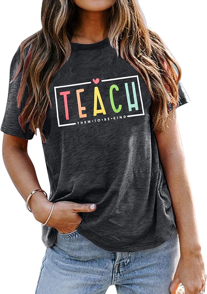 Teacher Shirt Women Teach Them to Be Kind T Shirt Teach Kindness Tshirt Back to School Shirt Short Sleeve Tee Tops…