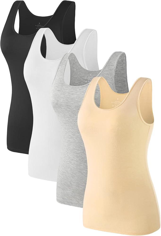 Air Curvey 2-4 Pcs Tank Tops for Women Sleeveless Top Basic Layering Tanks Undershirt