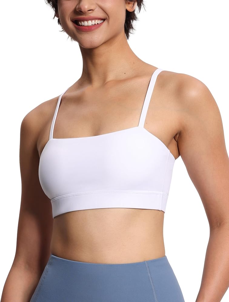 THE GYM PEOPLE Women's Adjustable Spaghetti Strap Sports Bras Wirefree Workout Tops with Removable Padded