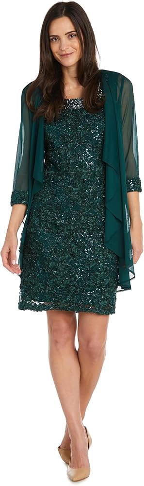 R&M Richards Women's Embellished Jacket Dress