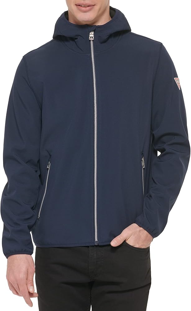 GUESS Men's Softshell Long Sleeve Hood Jacket