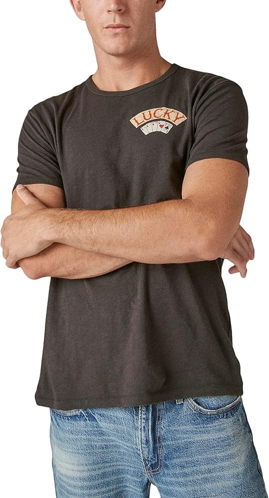 Lucky Brand Mens Short Sleeves Aces Over Eights Tee