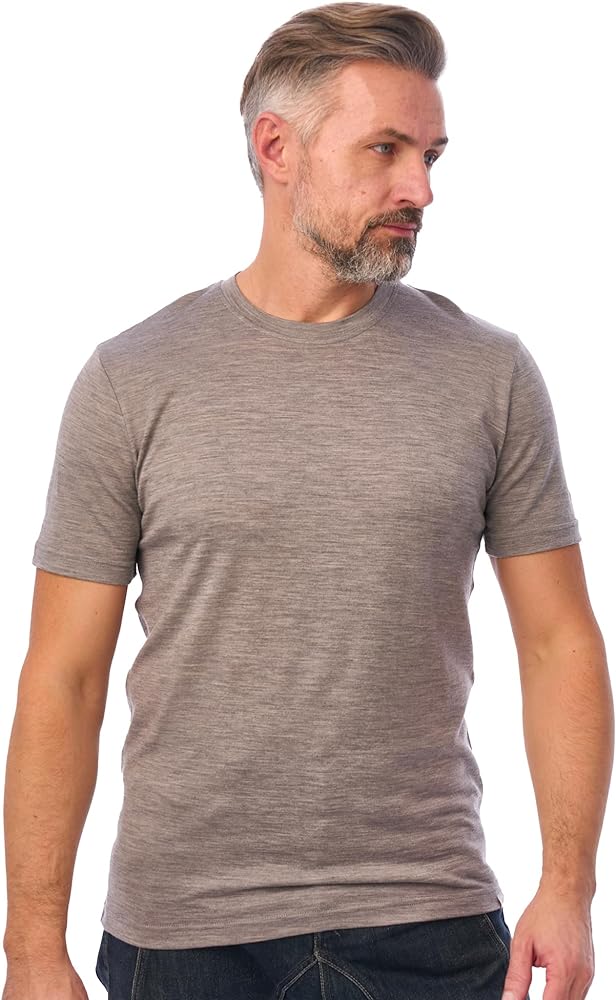 Merino Wool T-shirt Mens - Short Sleeve Merino Wool Shirts for Men - Sport Merino Lightweight Base Layer Hiking Tshirt