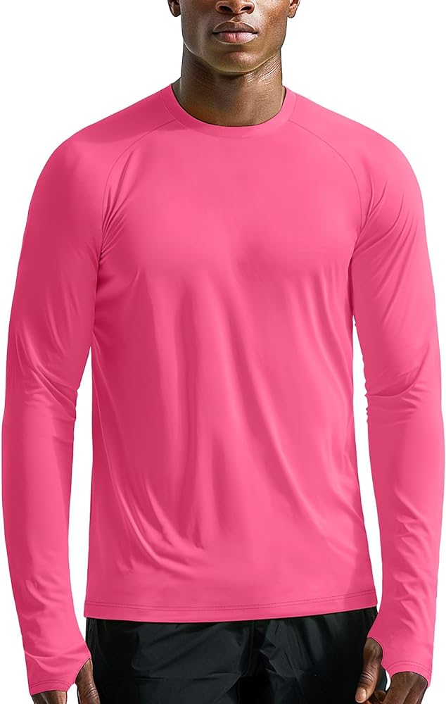 Mens Long Sleeve Workout Shirts Light Weight Quick Dry UV/SPF Athletic T-shirt Running Hiking with Thumb Holes