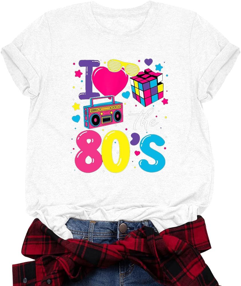 I Love The 80s Shirt 80s Outfit for Women 80s Shirts Vintage 80's Party Girl T-Shirt Gift Tops