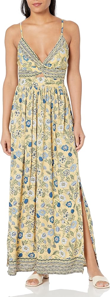 Angie Women's Printed Twist Front Keyhole Maxi Dress