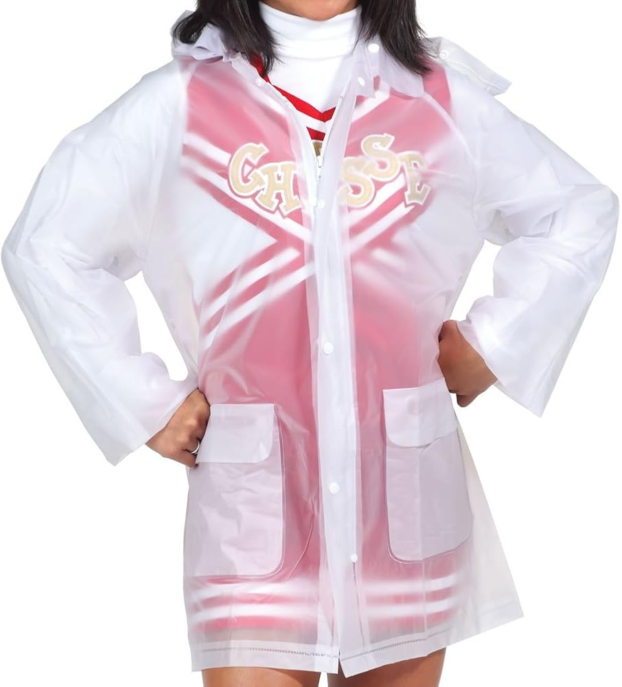 Chasse Cheer Clear Raincoat With Detachable Hood and Pockets - Front Zip and Snaps - Womens Sizes