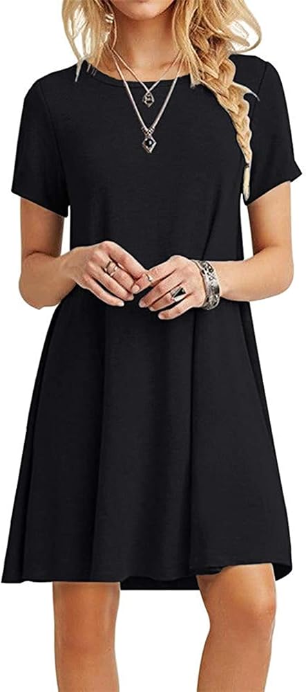 MOLERANI Women's Casual Plain Simple T-Shirt Loose Dress