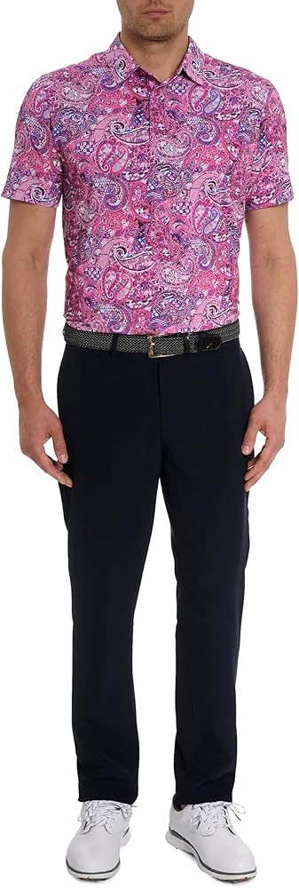 Robert Graham Men's Golden Paisley Short Sleeve Knit Polo Shirt