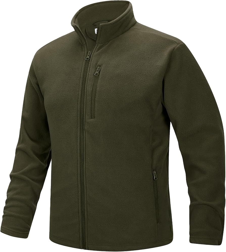 33,000ft Men's Full Zip Fleece Jacket Lightweight Warm Soft Polar Long Sleeve Jackets with Pockets for Winter Hiking Casual