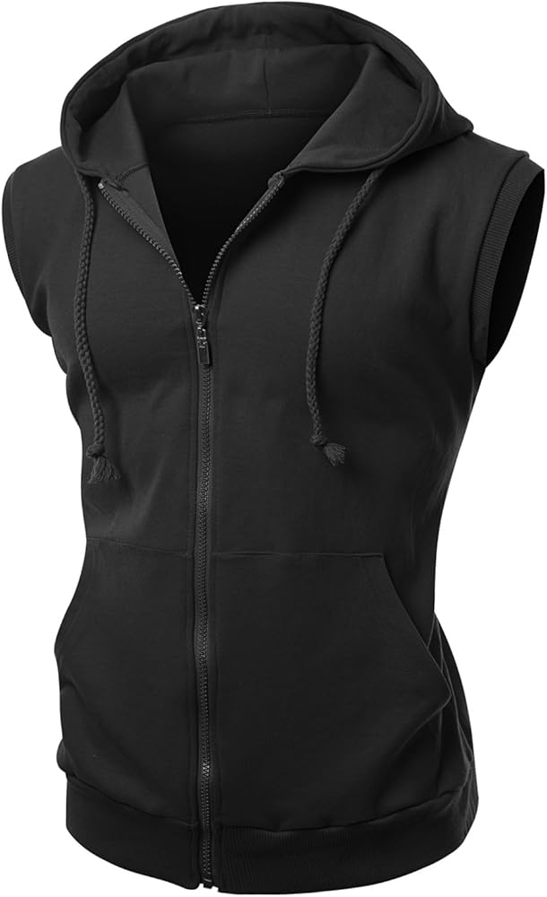 Men's Mens Cotton Zip Up Hoodie Vest