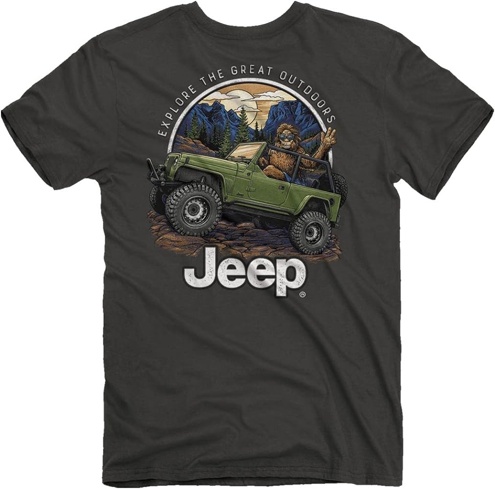 Jeep Sasquatch Short Sleeve T-Shirt, Gray | Sasquatch, Wrangler Unlimited LJ Design | 100% Ringspun Cotton, Smoke