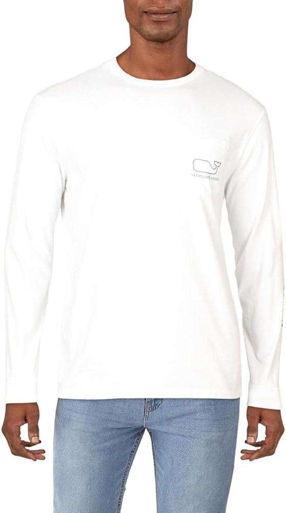 vineyard vines Men's Long-Sleeve V V Whale Pocket T-Shirt