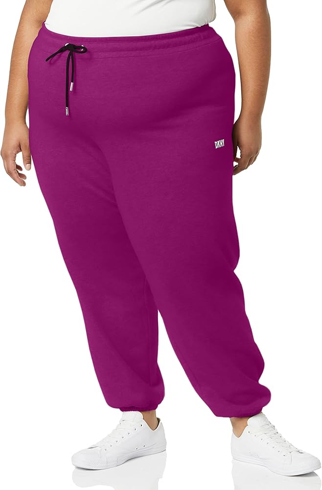 DKNY Women's Plus Size Sport Metallic Logo Everyday Jogger