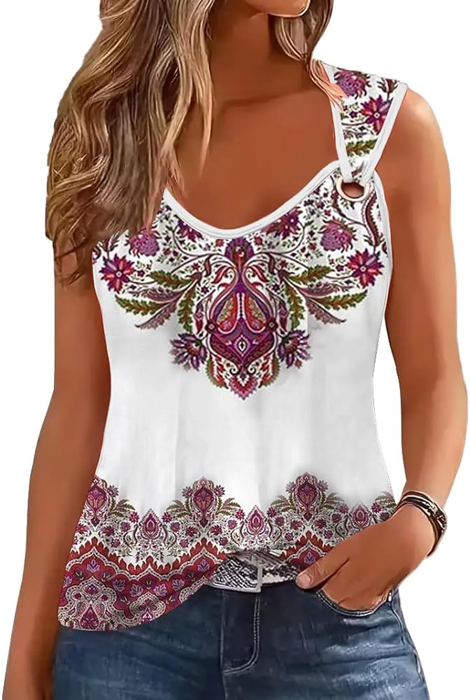 ETCYY NEW Womens Tank Tops 2024 Summer T Shirts V Neck Sleeveless Casual Loose Blouses