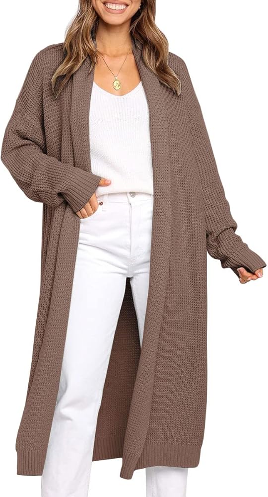 LILLUSORY Women's Oversized Slouchy Knit Chunky Open Front Sweater Coat with Pockets