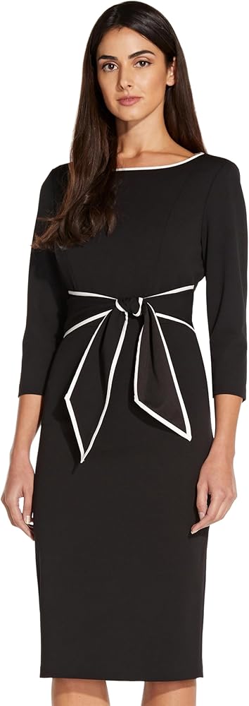 Adrianna Papell Women's Tipped Crepe Tie Dress