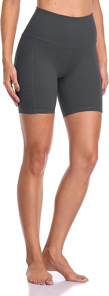 Colorfulkoala Women's High Waisted Biker Shorts with Pockets 6" Inseam Workout & Yoga Tights