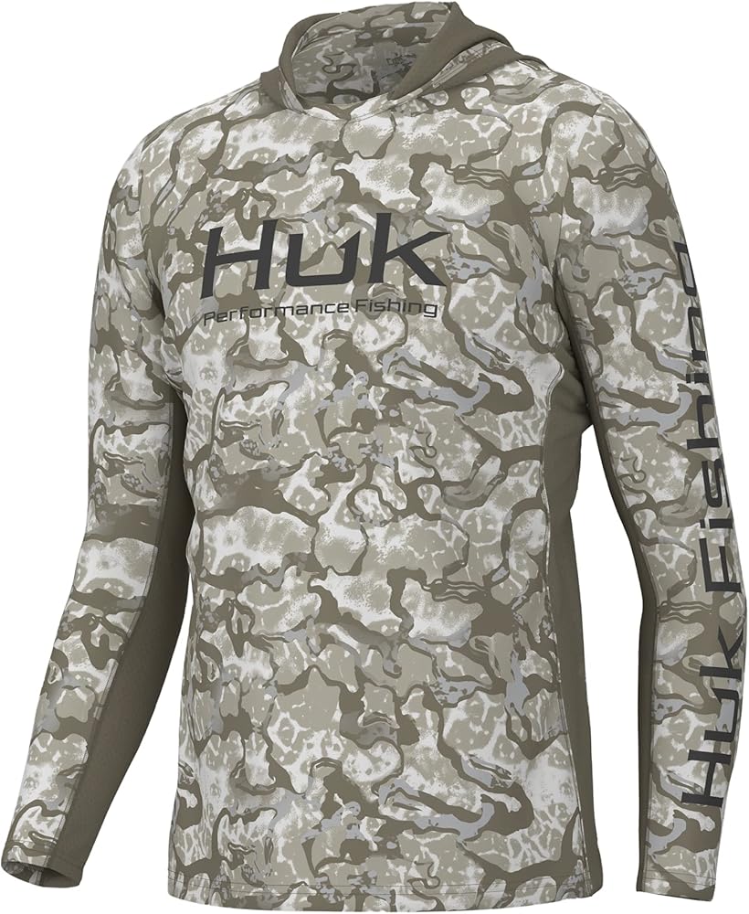 HUK Men's Icon X Pattern Hoodie, Fishing Shirt with Sun Protection