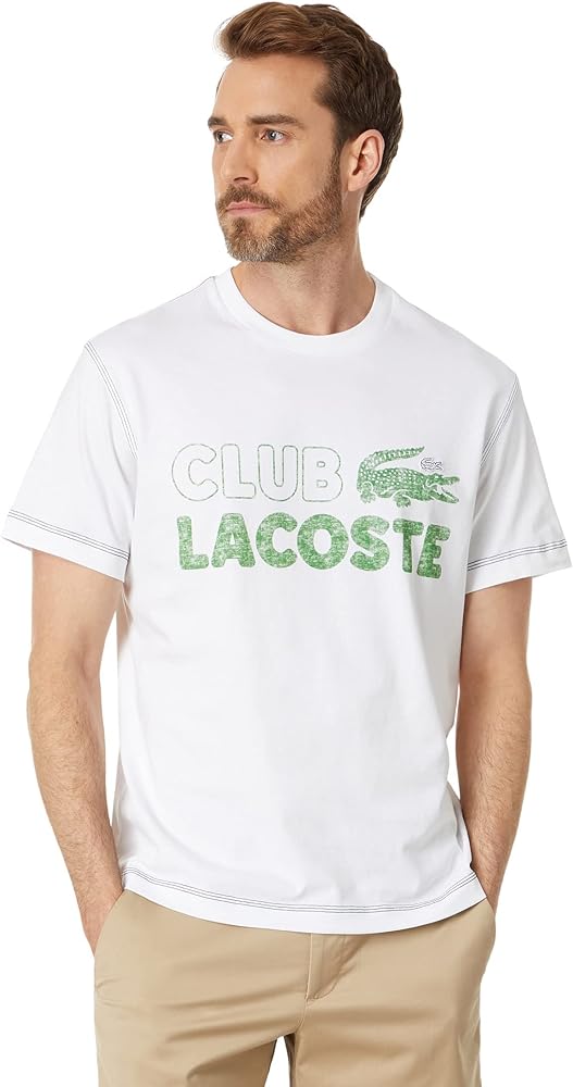 Lacoste Mens Vintage Print Organic Cotton T-Shirt