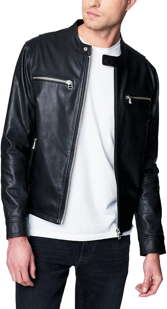 [BLANKNYC] mens Intoxicating Leather Racer Jacket, Comfortable & Designer Clothing