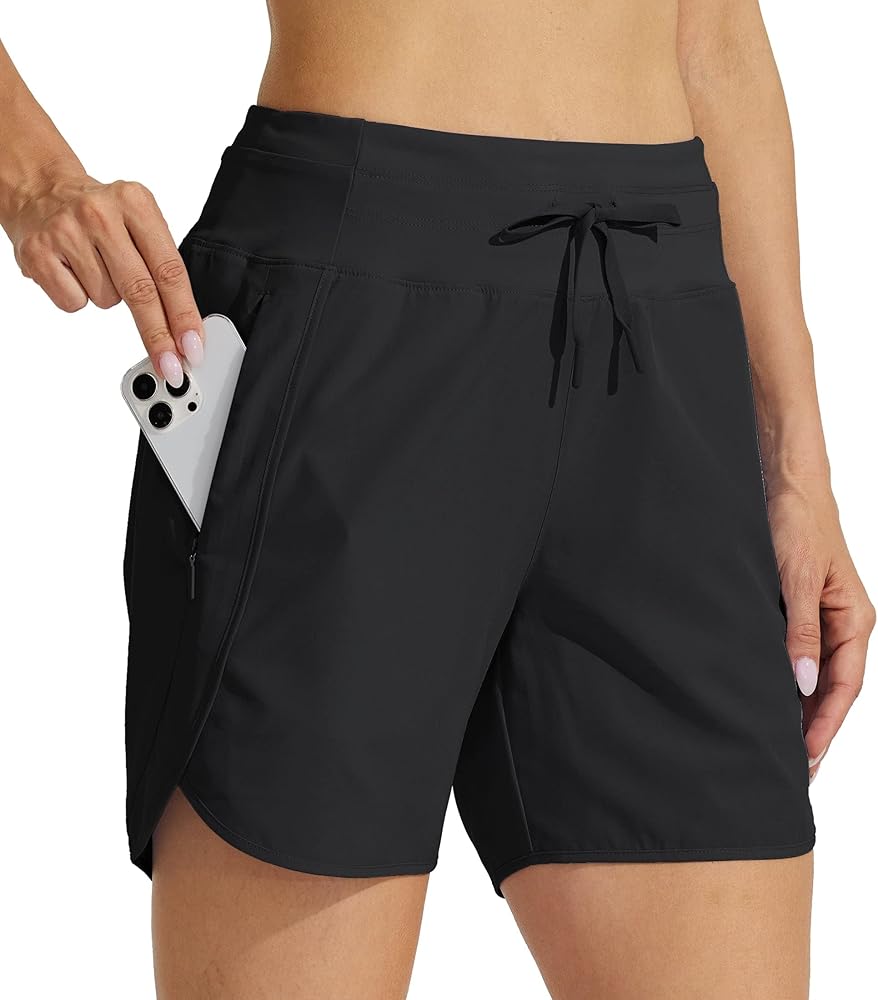 Willit Women's 5" Athletic Running Shorts Quick Dry Workout Hiking Shorts High Waisted Active Shorts Zipper Pocket