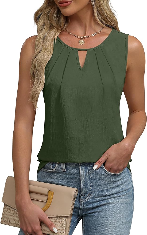 Blooming Jelly Womens Summer Tank Top Sleeveless Business Casual Outfits 2024 Basic Loose Dressy Work Shirt